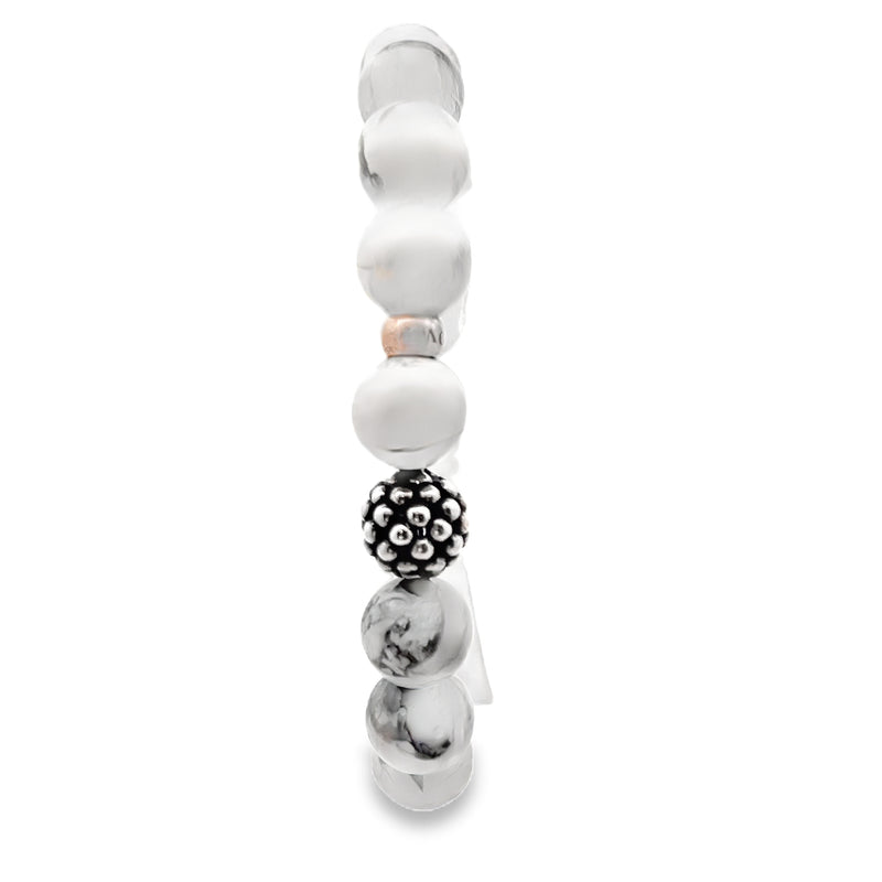 Lagos Caviar Sterling Silver Howlite Stretchy Bead Bracelet