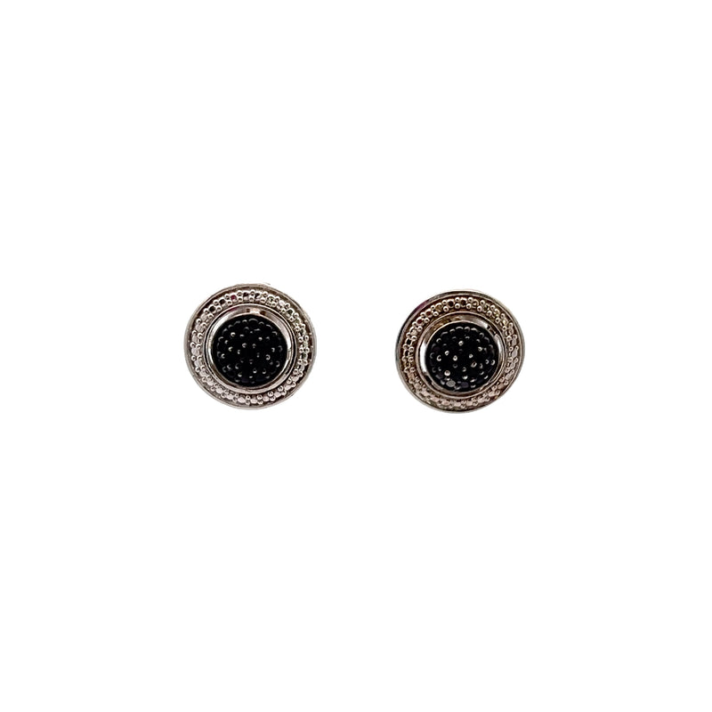 Sterling Silver Black & White Stud Earrings