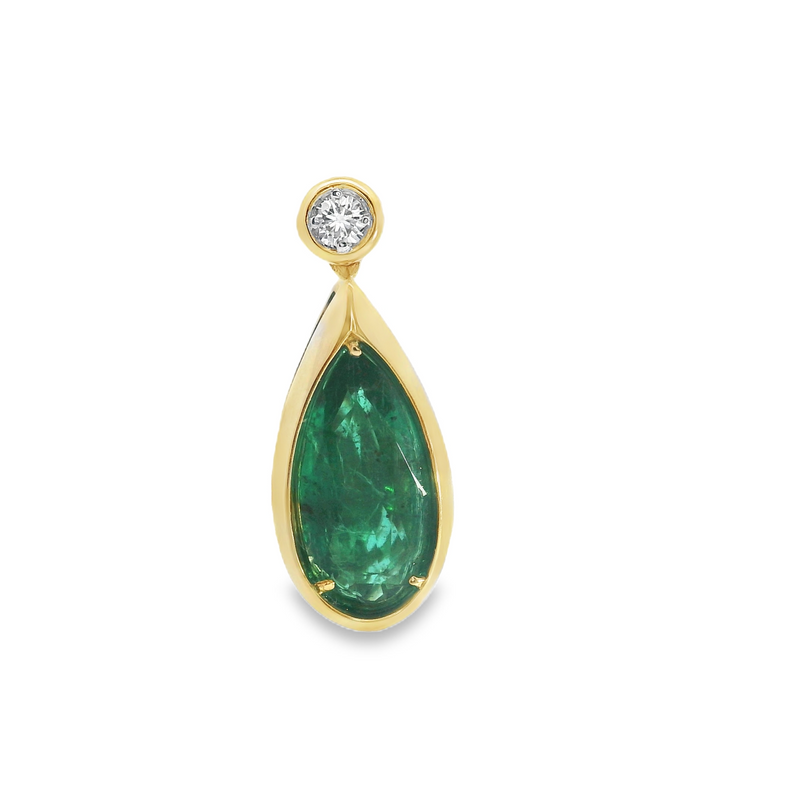 14K YG Emerald & Diamond Penda