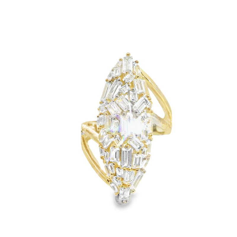 Gold Plated CZ Wide Ring