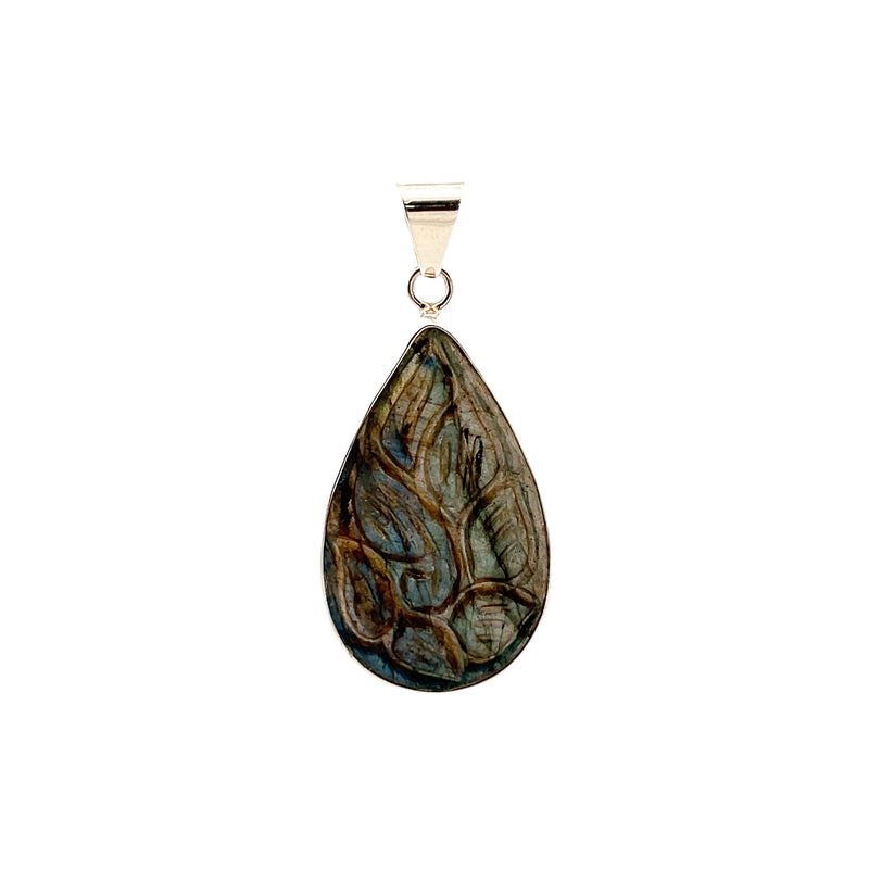 Sterling Silver Carved Labradorite Pendant