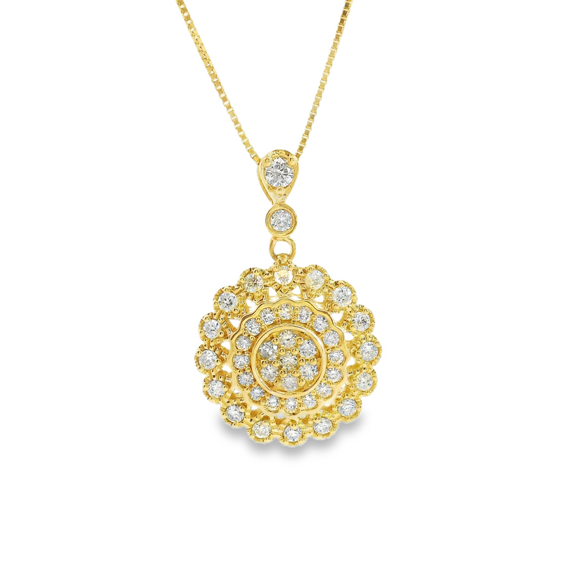 14K Yellow Gold Diamond Pendant