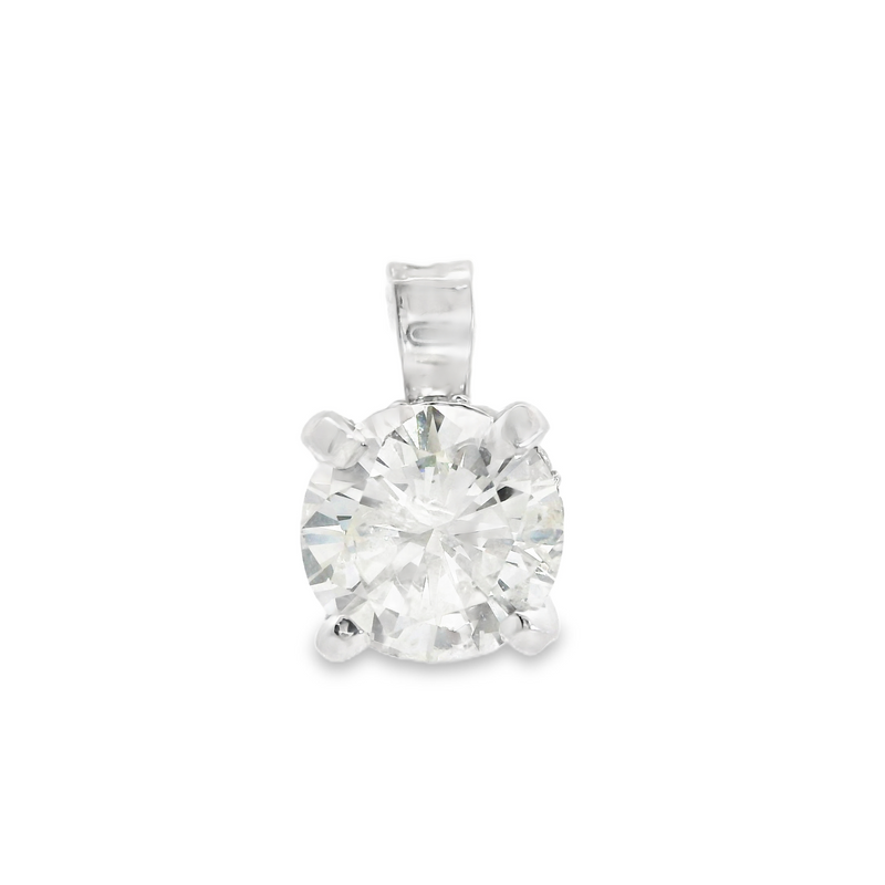 14K WG Solitaire Diamond Pendant