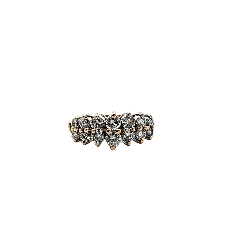 14K YG Cluster Diamond Ring