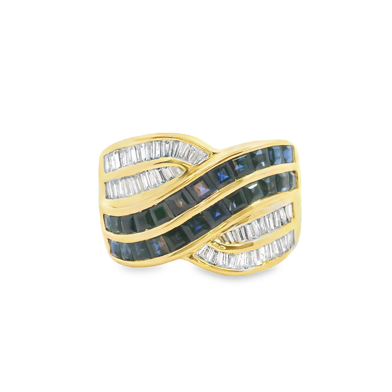 18K YG Sapphire & Diamond Wide Band