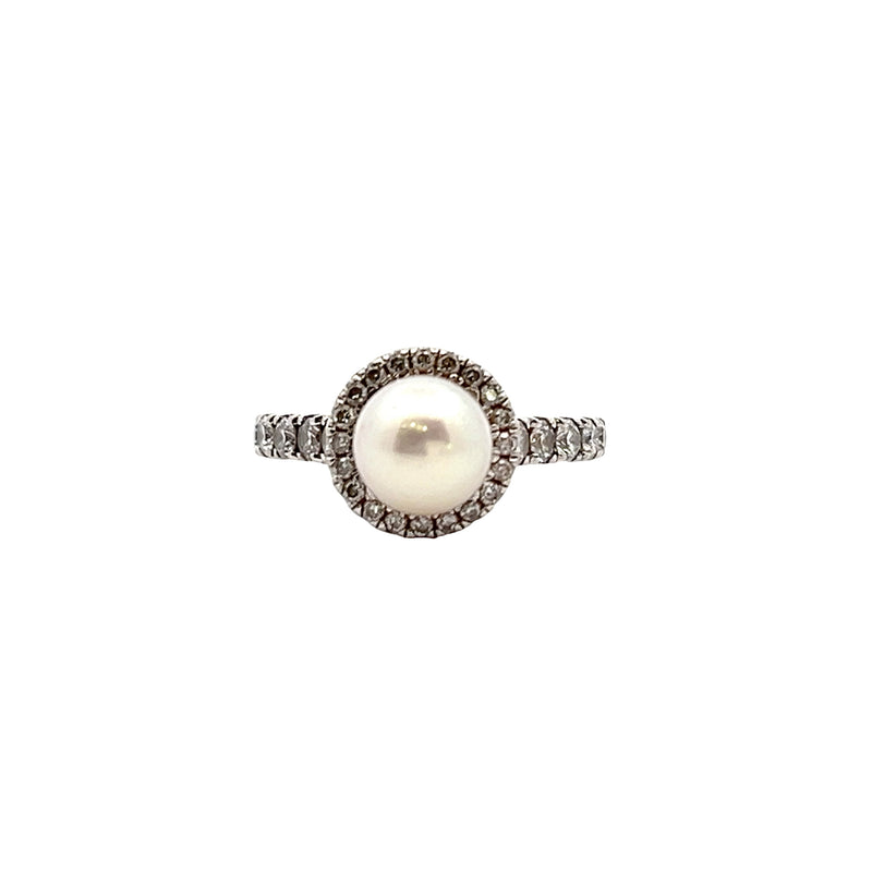 14K WG Pearl & Diamond Ring
