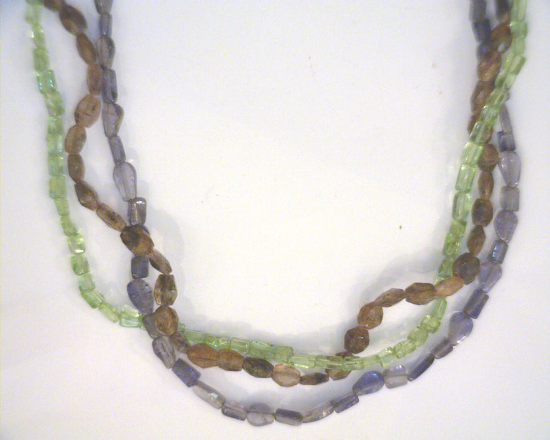 SS COLORED STONE NECKLACE
