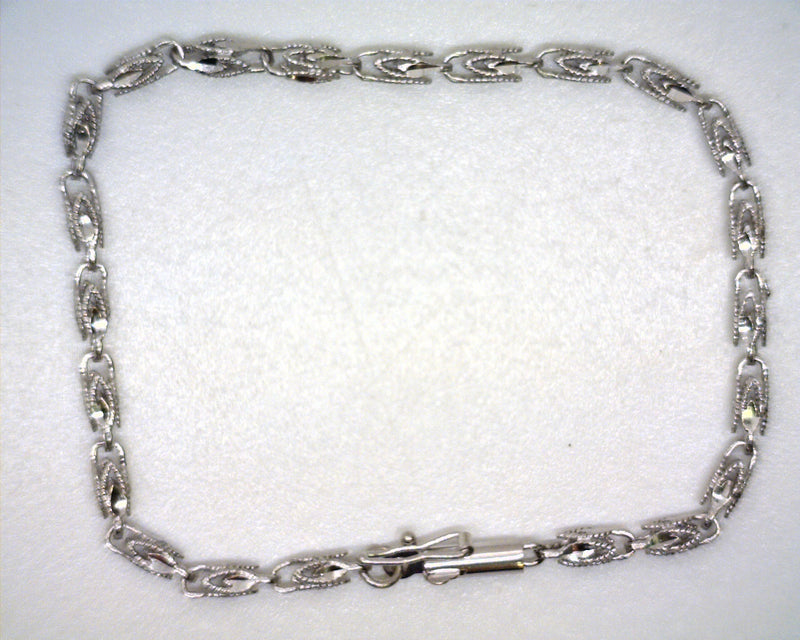 14K WG Diamond Cut Link Bracelet 7