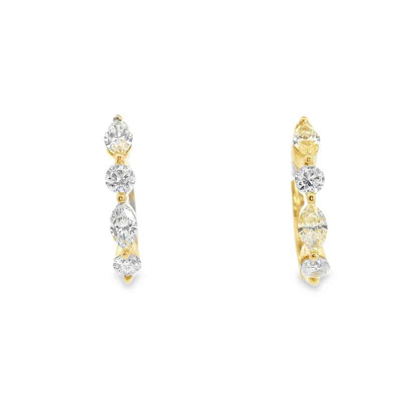 14K YG Diamond Hoops