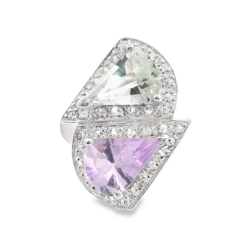 Sterling Silver Purple & Green CZ Ring