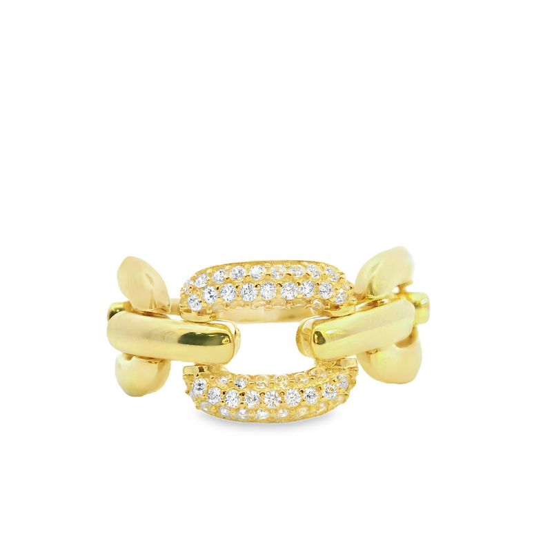 Gold Plated CZ Link Ring