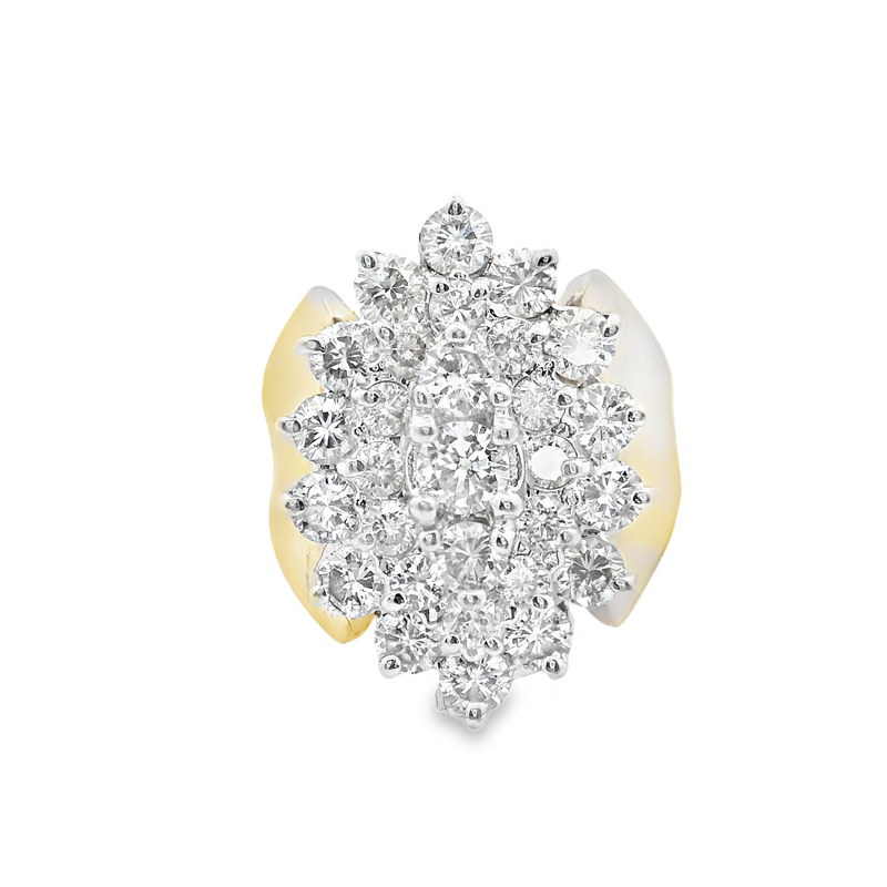 14K YG Cluster Diamond Ring