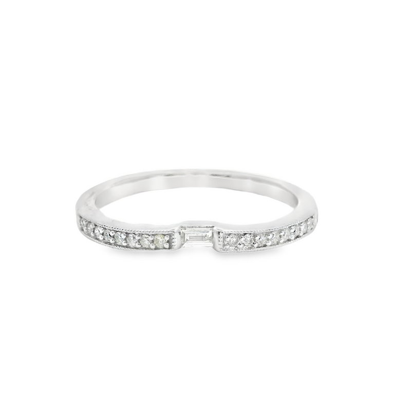 14K WG Curved Diamond Band