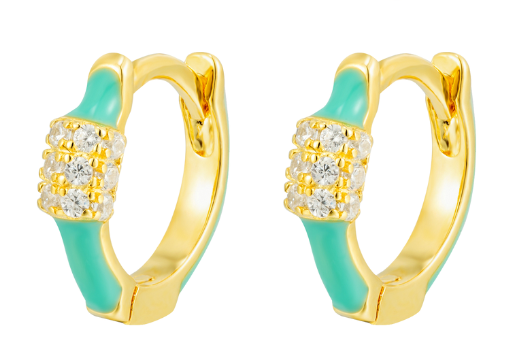 Gold Plated Enamel Hoops