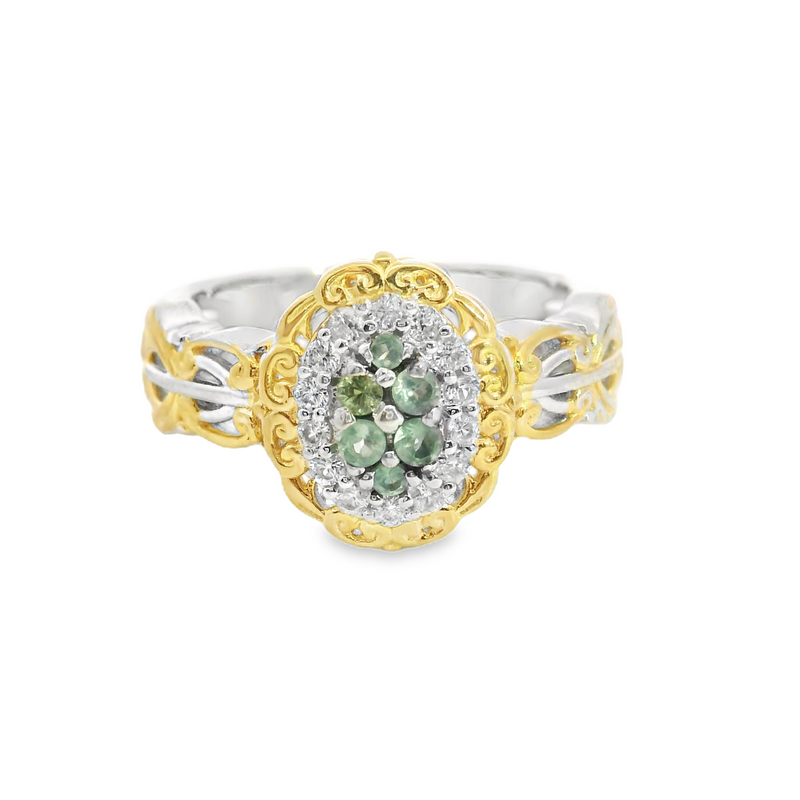Sterling Silver & Yellow Gold Plated Gemstone Ring