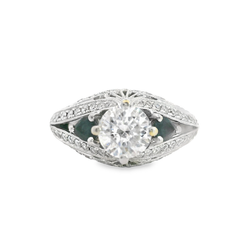 18K WG SAPPHIRE & DIAMOND ENGAGEMENT RING DIA=0.63 CT TW SAPH=0.40 CT TW (CZ CENTER CURRENTLY)