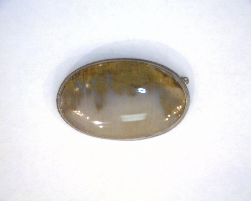 STERLING SILVER AGATE BROOCH