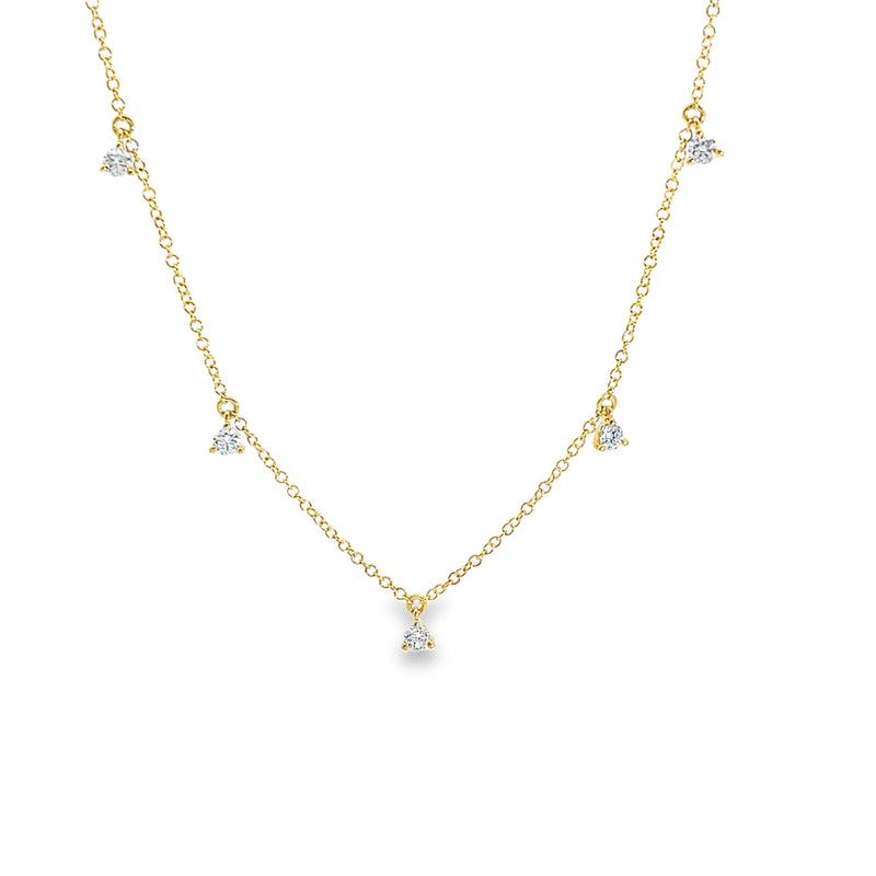 14K Yellow Gold Diamond Dangle Necklace