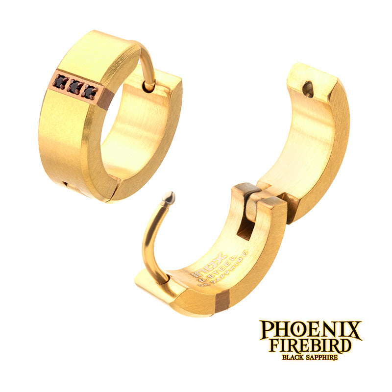 18Kt Gold IP Steel Matte Finish Huggie Earrings