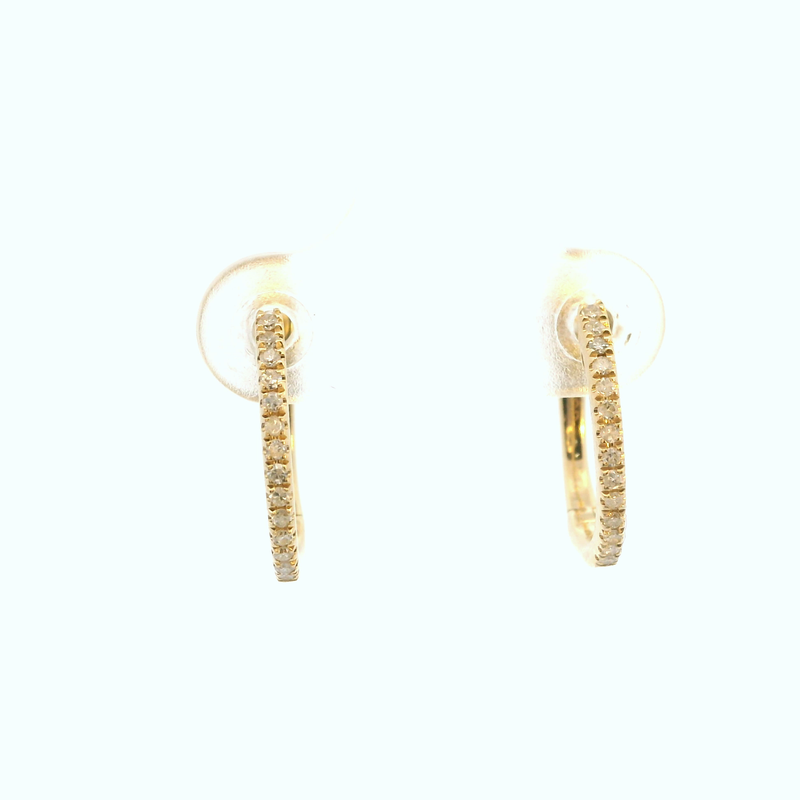 14K YELLOW GOLD DIAMOND HOOP E