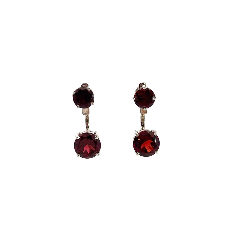 Sterling Silver Garnet Earrings with Removable Jacket