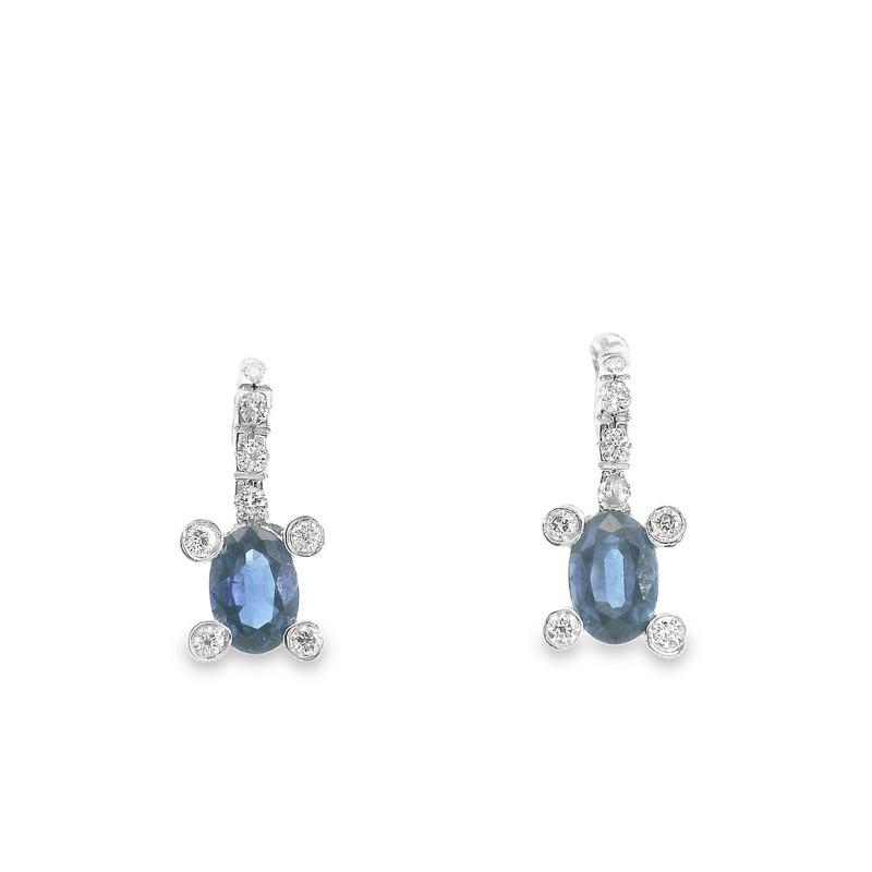 14K WG Sapphire & Diamond Earrings