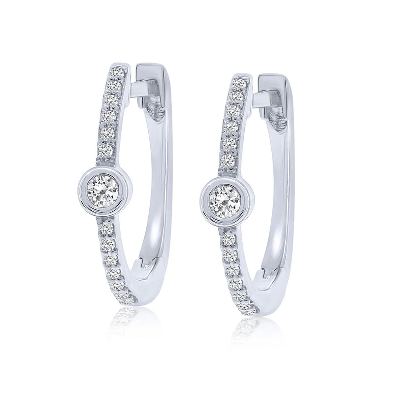 14K WHITE GOLD DIAMOND HOOPS
