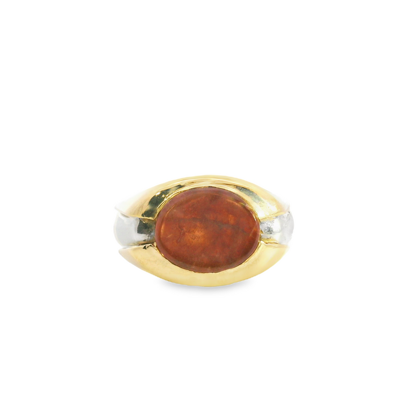 18K Two Tone Chalcedony Ring