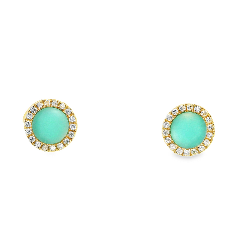 14K YG Turquoise & Diamond Earrings