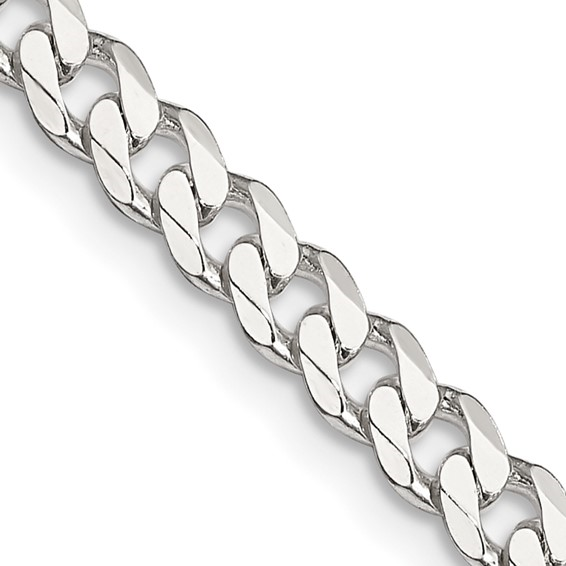 Sterling Silver Rhodium Plated 4.5mm Curb Chain 24