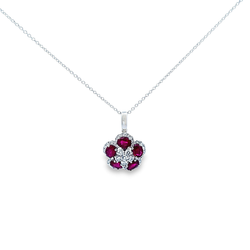 14K WG Ruby & Diamond Pendant