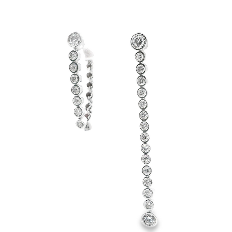 14K WG Bezel Dangle Earrings