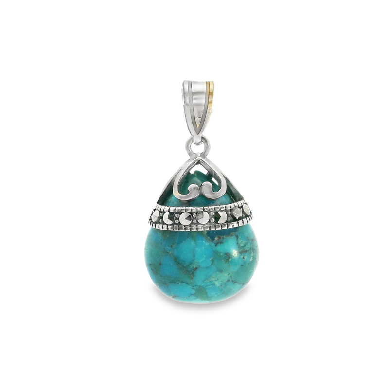 Sterling Silver Turquoise & Marcasite Pendant