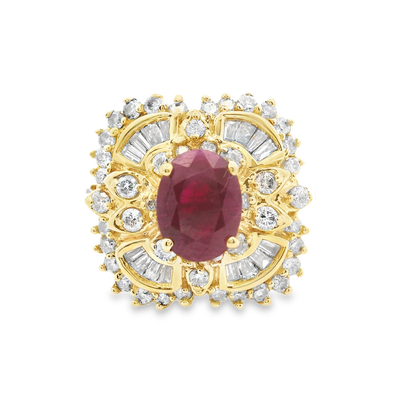 Effy 14K YG Ruby & Diamond Ring
