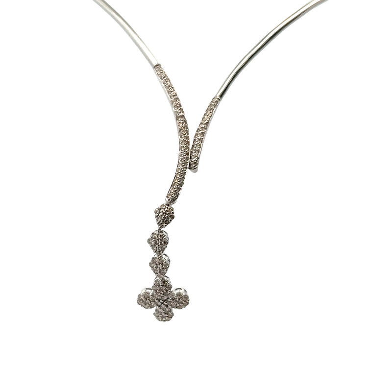 18K WG Diamond Flower Collar Necklace