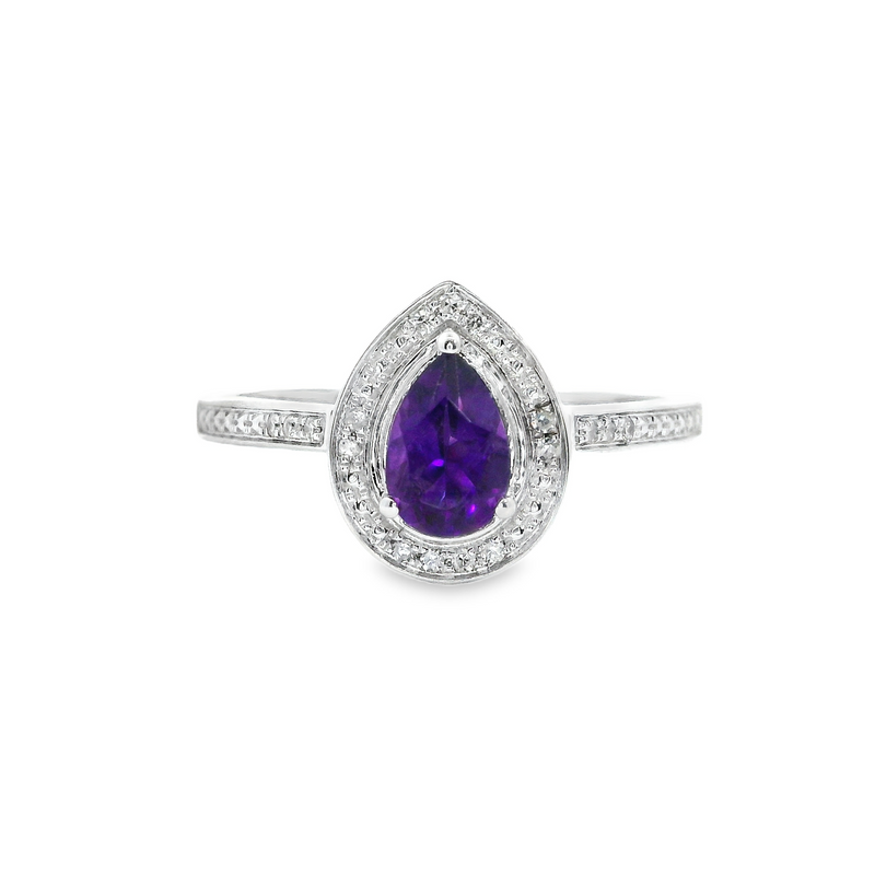 10K WG Amethyst & Diamond Ring