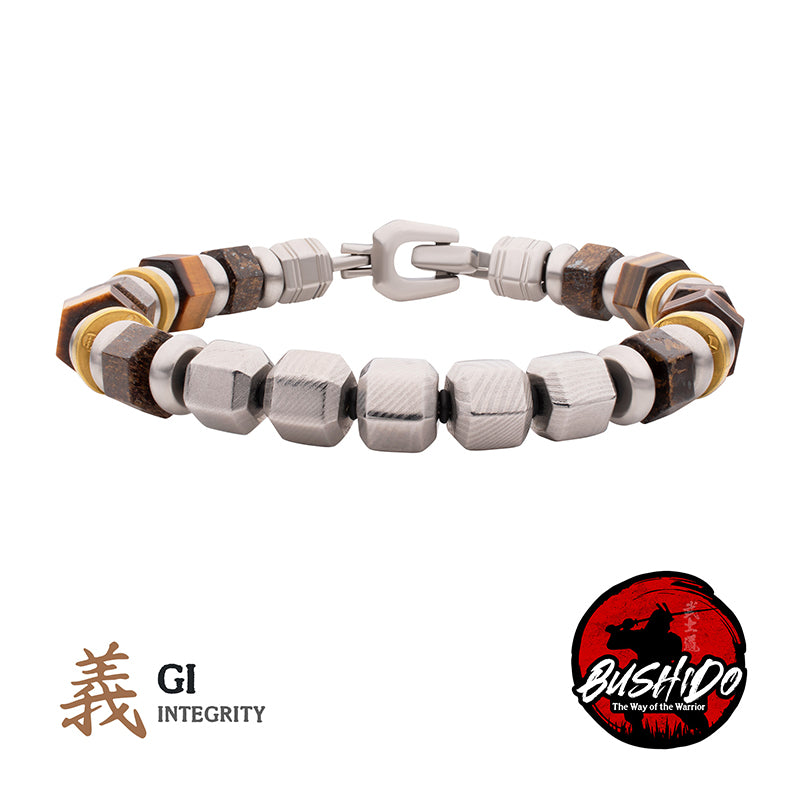8mm Mokume Gane, Hematite and Onyx Beads Bushido Virtue Bracelet