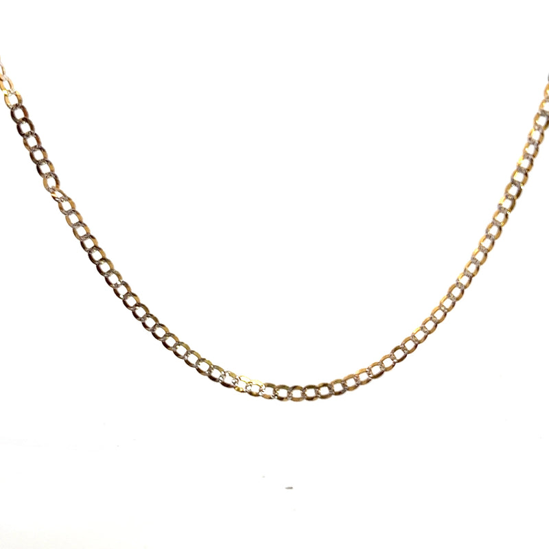 14K Two Tone Curb Link Chain 18