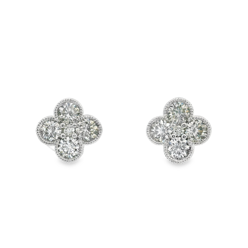 14K WG Clover Style Earrings