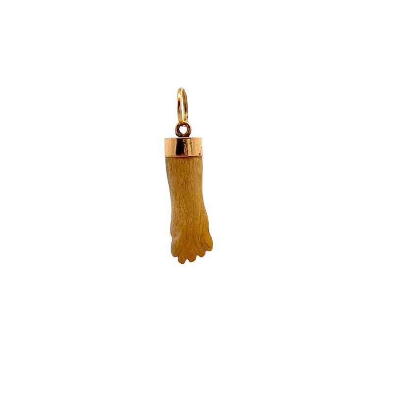 14K YG Carved Horn Fertility Fist Pendant