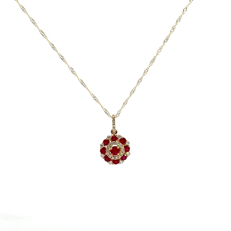 14K YG Ruby & Diamond Pendant