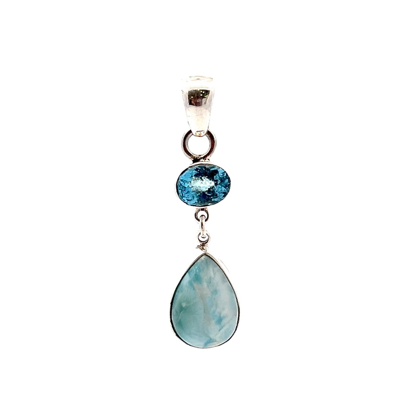 Sterling Silver Larimar & Blue Topaz Pendant