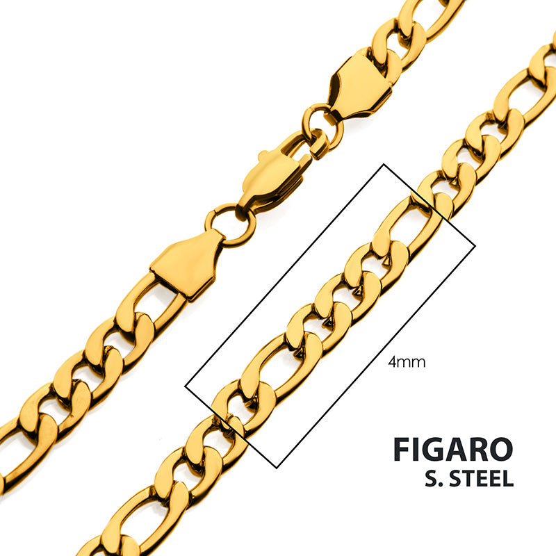 4mm 18Kt Gold IP Figaro Chain