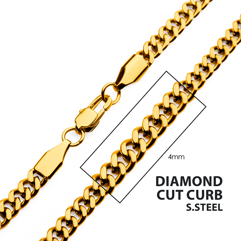 4mm 18Kt Gold IP Diamond Cut C