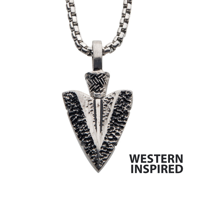 Antiqued Steel Arrowhead Pendant with Bold Box Chain