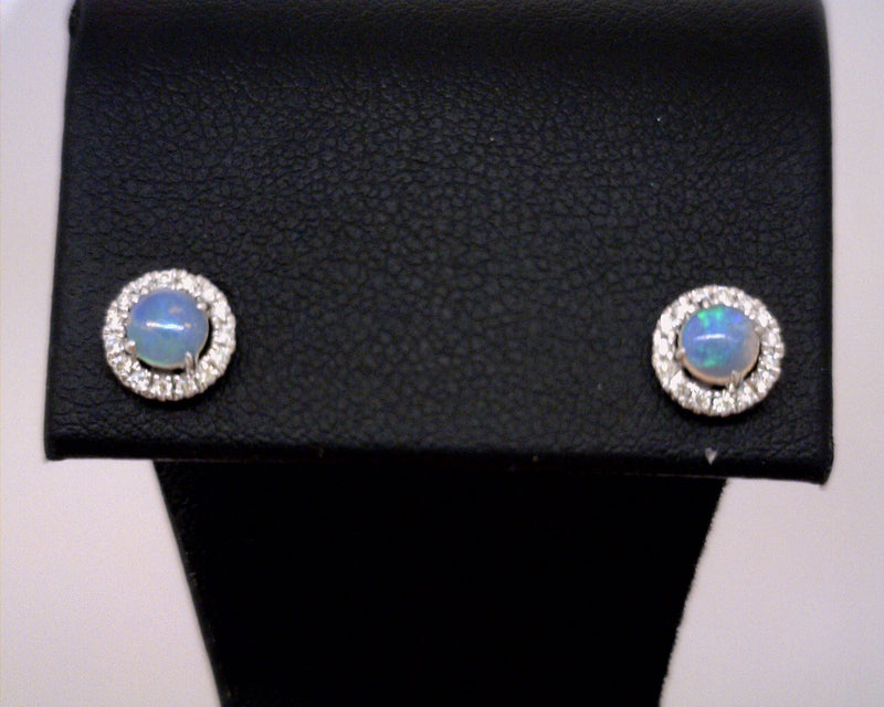 14K WG Opal & Diamond Earrings
