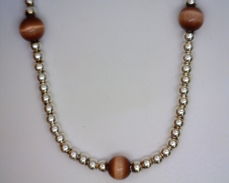 Sterling Silver Beaded Necklace 18