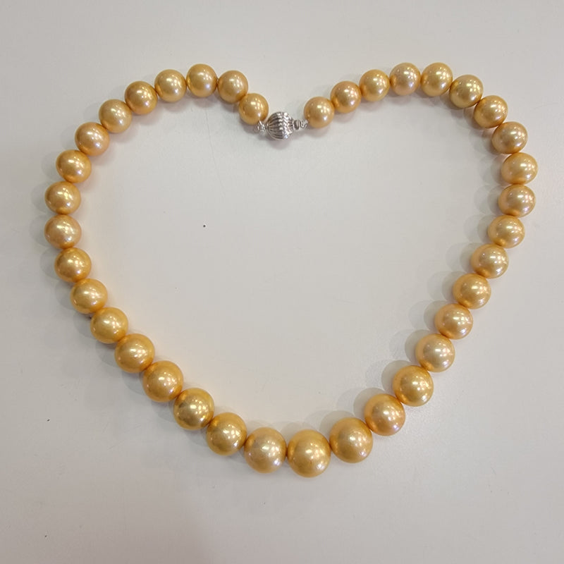 14K YG Natural Gold South Sea Pearls 9-12mm