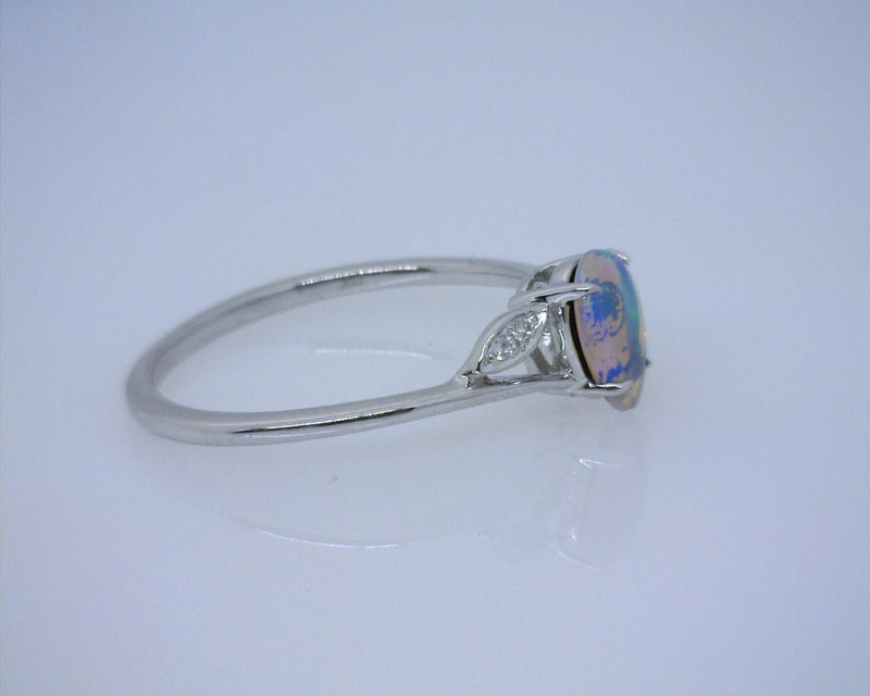 14K WG OPAL/DIAMOND RING