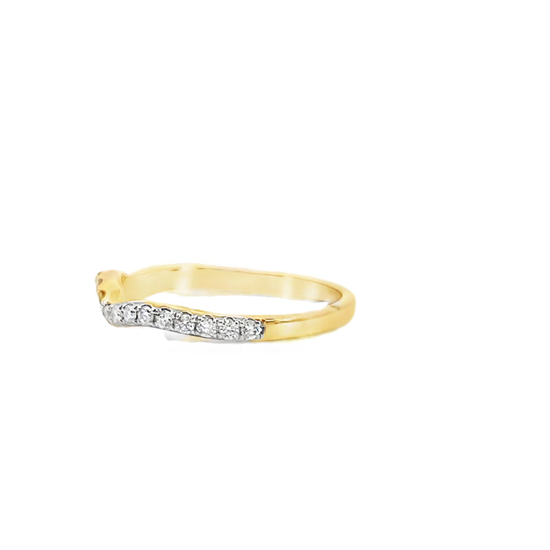 14K YG Curved White & Yellow Diamond Band